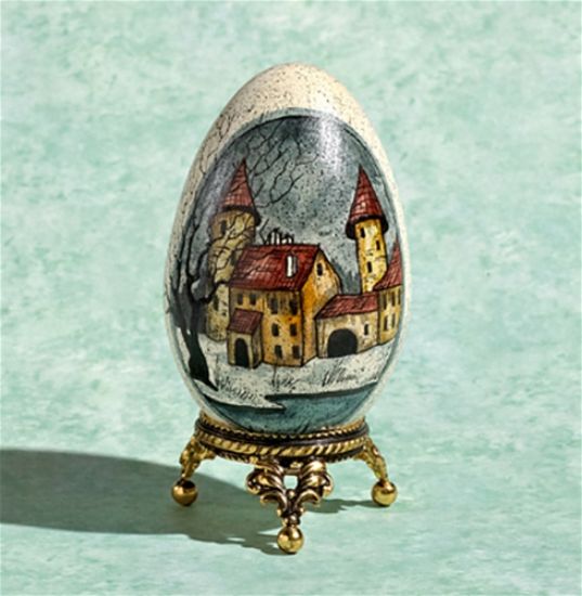 Picture of Russian Village Wooden Egg on Stand 