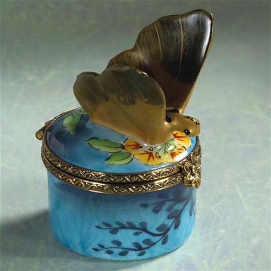 Picture of Limoges Gold Butterfly on Blue Box