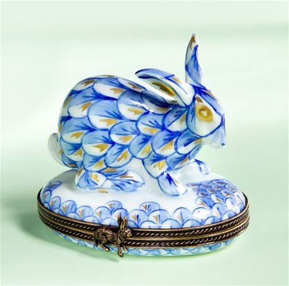 Picture of Limoges Blue and White Rabbit Box