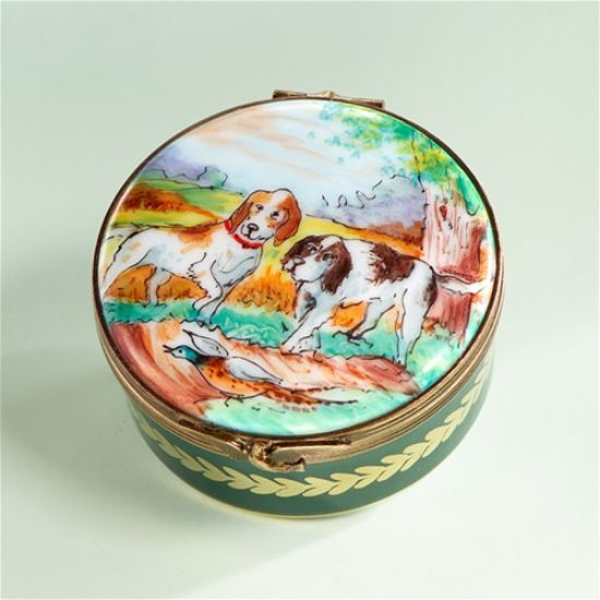 Picture of Limoges Hunting Dogs Painting Box