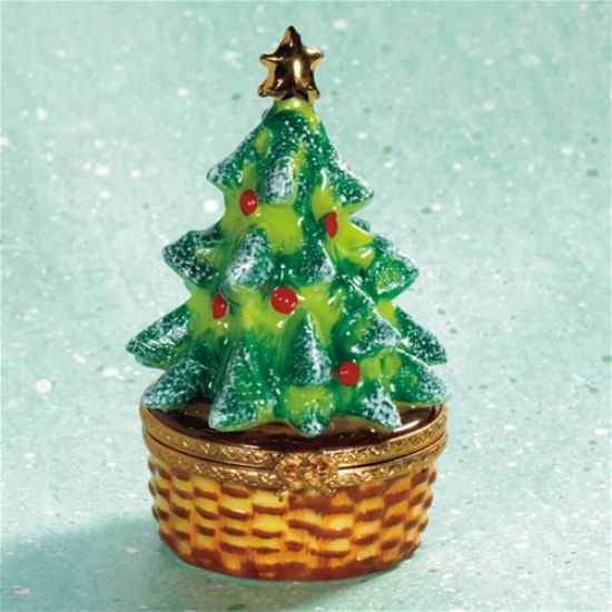 Picture of Limoges Christmas Tree in Wicker Basket Box