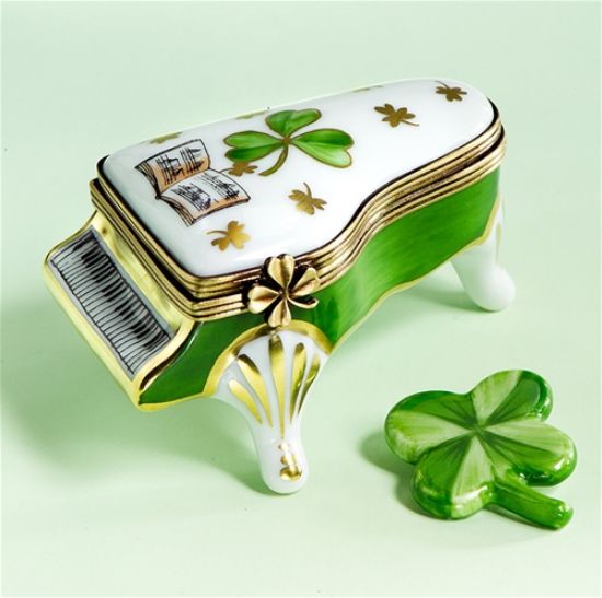 Picture of Limoges irish Piano Box with 4 Leaf Clover