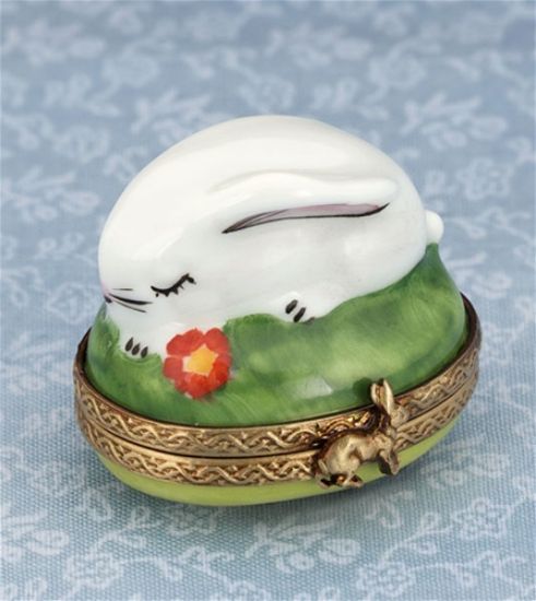Picture of Limoges Little White Rabbit with Flower Box