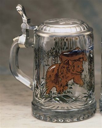 Picture of German Bear Glass Beer Stein 