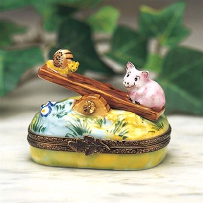 Picture of Limoges Pig and Snail See Saw Box