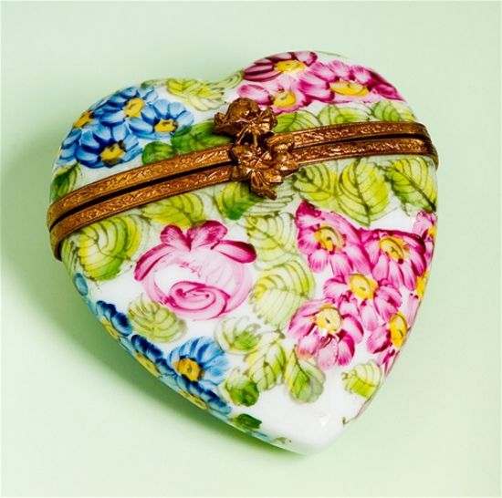 Picture of Limoges Summer Garden Flowers Heart Box