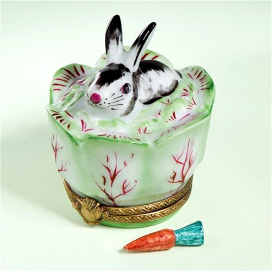 Picture of Limoges Rabbit in Cabbage Box