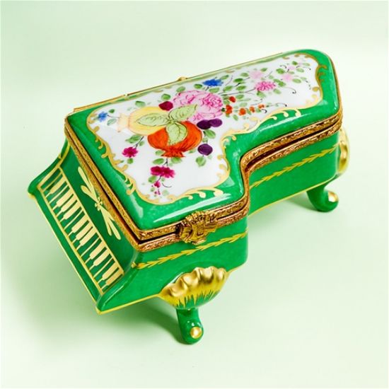 Picture of Limoges Green Piano with Fruits Box