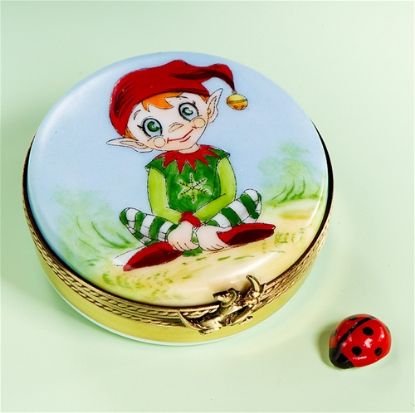 Picture of Limoges Good Luck Christmas Elf Box with Ladybug 