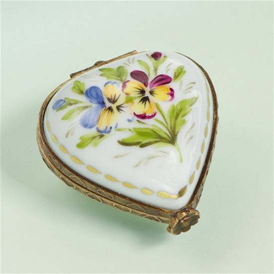Picture of Limoges Mini Pansies Heart Box