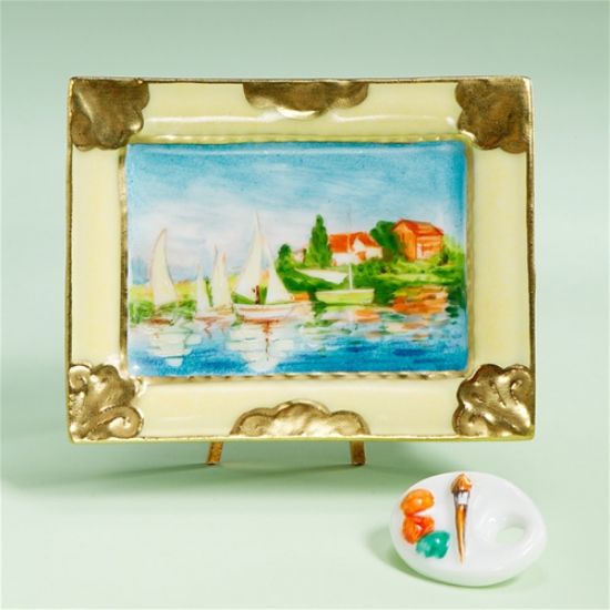 Picture of Limoges Argenteuil Boats Painting on Easel Box