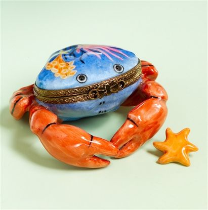 Picture of Limoges Blue Crab with Plants Box 