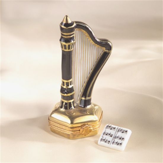 Picture of Limoges Harp Box with Music Notes
