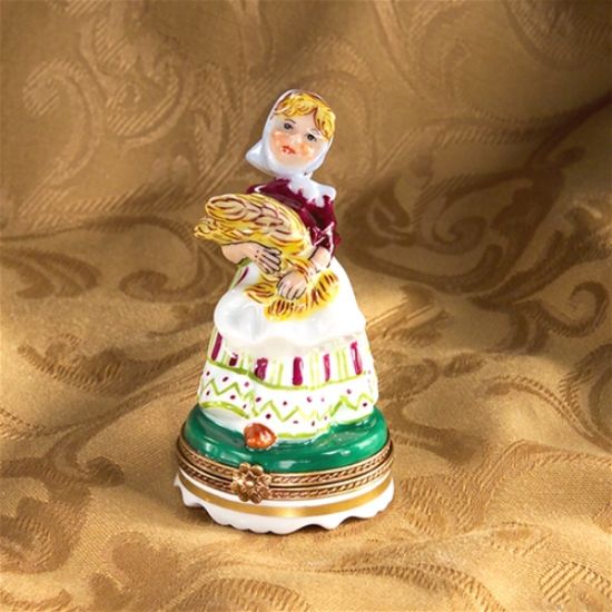Picture of Limoges Peasant Girl with Fall Crop Box