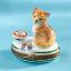 Picture of Limoges Orange Cat with Milk Bowl Box