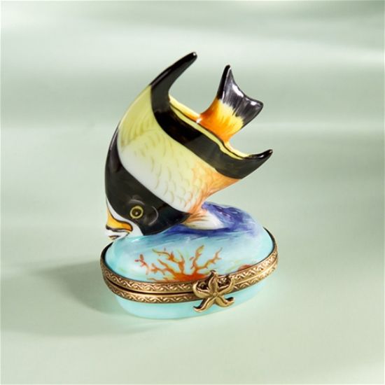 Picture of Limoges Black and Yellow Fish Box