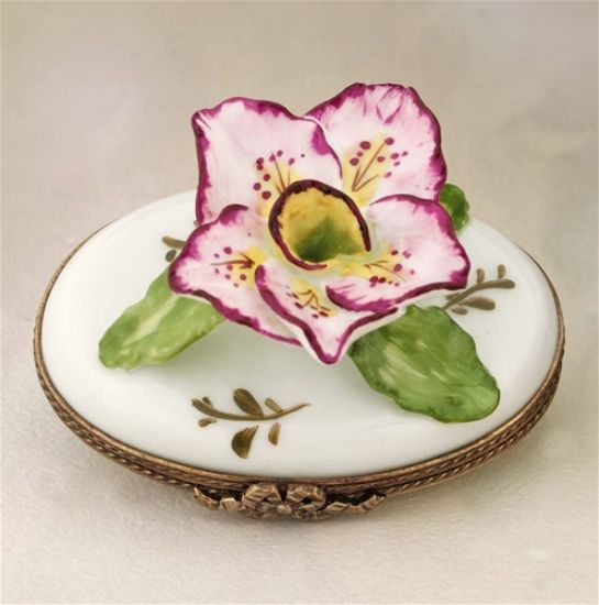Picture of Limoges Pink Flower on White Base Box