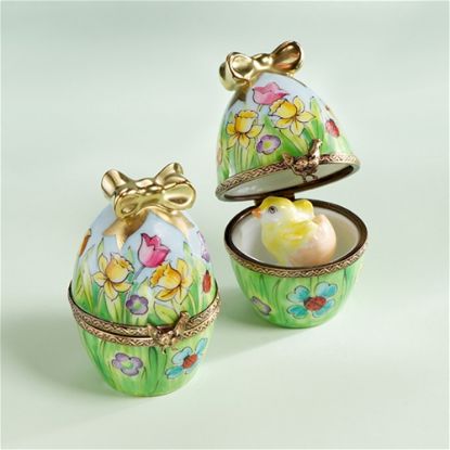 Picture of Limoges Easter Egg with Tulips and Chicken Box, Each.