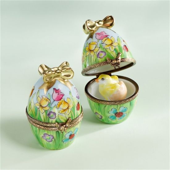 Picture of Limoges Easter Egg with Tulips and Chicken Box, Each.