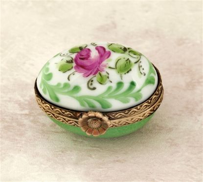 Picture of Limoges Green Mini Egg with Rose Box