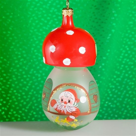 Picture of Mushroom Italian Glass Christmas Ornament
