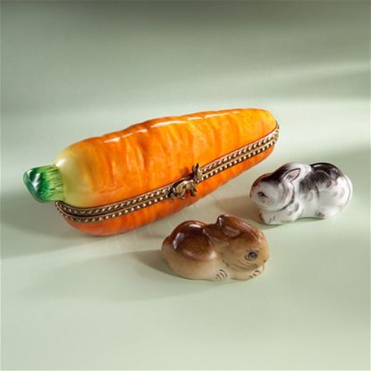 Picture of Limoges Carrot  Box with Two Rabbits