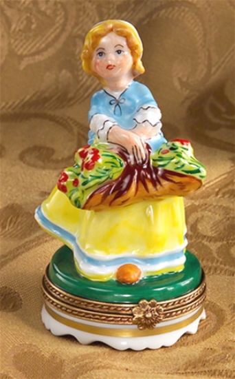 Picture of Limoges Country Summer Girl with Flowers Box