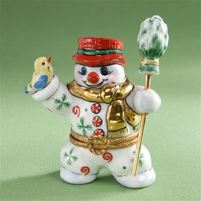 Picture of Limoges Candy Cane Snowman Box