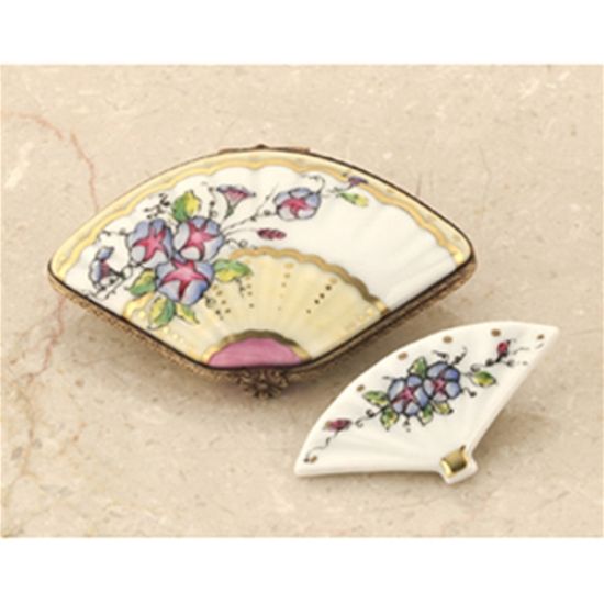 Picture of Limoges Yellow Fan with Flowers Box