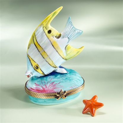 Picture of Limoges Blue and Yellow Fish Box with Star Fish