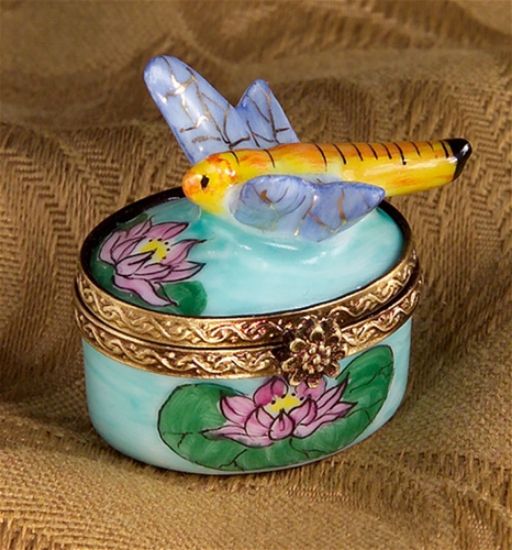 Picture of Limoges Mini  Dragonfly with Waterlilies Box