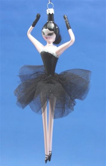 Picture of De Carlini Black Swan Ballerina Christmas Ornament