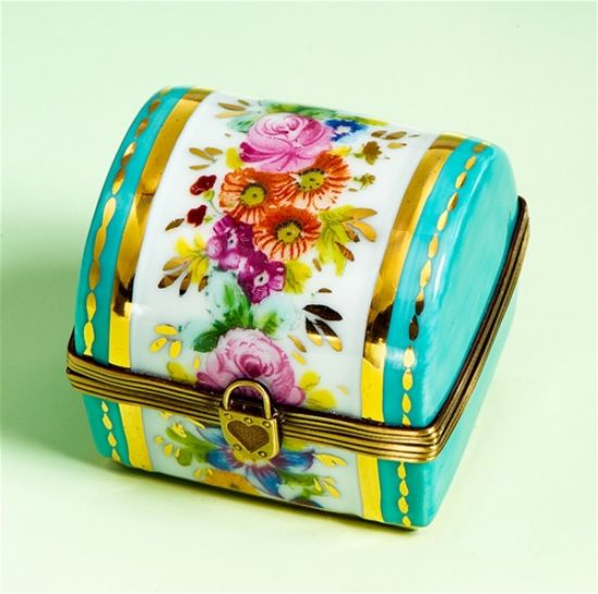 Picture of Limoges Turquoise Chest with Flowers Box