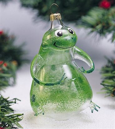 Picture of Italian Glass Frog Christmas Ornament