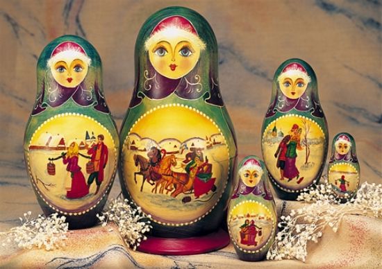 Picture of Russian Village Scenes Wooden Matryoshka Russian Doll
