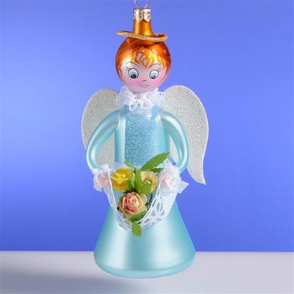 Picture of De Carlini Angel with Flowers Christmas Ornament 