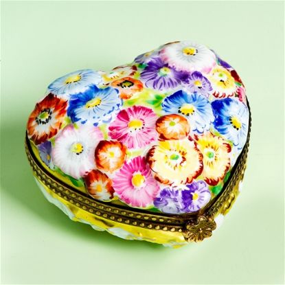 Picture of Limoges Chamart 3D multicolor Flowers Heart Box