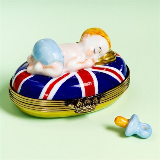 Picture of Limoges Prince Baby Sleeping on  British Flag Box