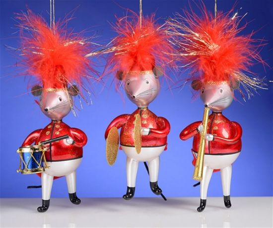 Picture of De Carlini Mice Band Musicians Italian Glass Christmas Ornamentas