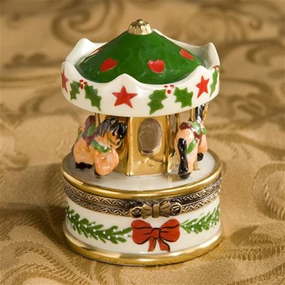 Show details for Limoges Christmas Carousel Box with Horses Picture of Limoges Christmas Carousel Box with Horses