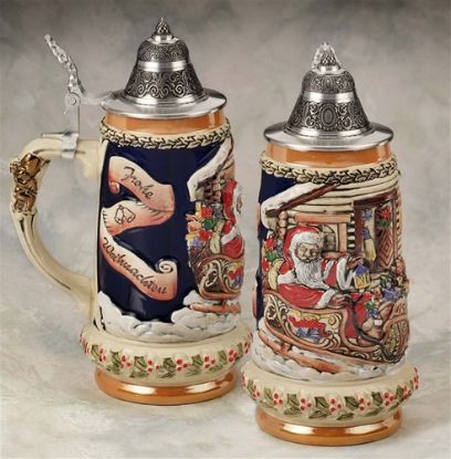 Picture of German Santa on Sled Beer Stein