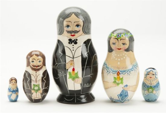 Picture of Russian Wooden Hand Painted Wedding Matryoshka