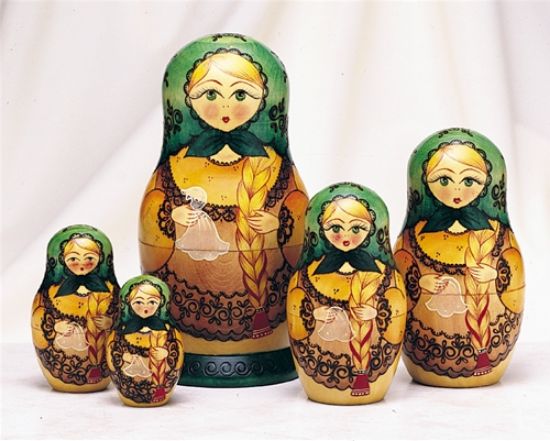 Picture of Russian Girls with Braids  Hand Painted Matryoshkakla 