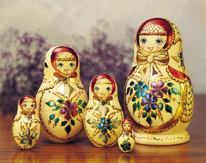 Picture of Russian  Wooden Matryoshka with Flowers 