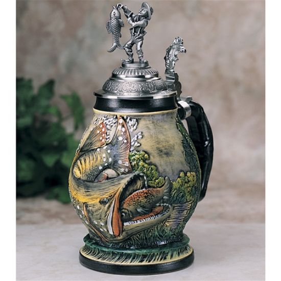 Picture of German Pike Stein with Pewter Lid 