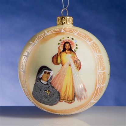 Picture of Divine Mercy Polish Glass Christmas Ornament