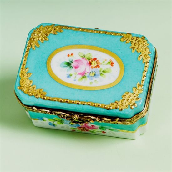 Picture of Limoges Turquoise , Gold and Roses Chest Box