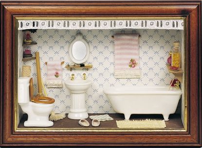 Picture of Bathroom Miniature Shadow Box in Wooden Case
