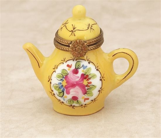 Picture of Limoges Yellow Teapot with a Rose Box