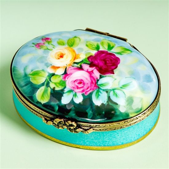 Picture of Limoges Roses Trio on Turquoise Box